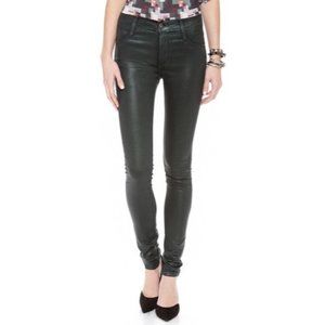 James Jeans Womens Twiggy Skinny Jeans Black Coated Waxed Raw Hem size 32